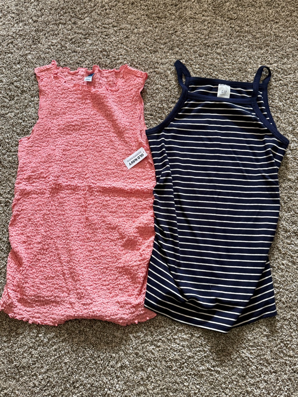 Two Maternity Tank Tops Pink & Blue